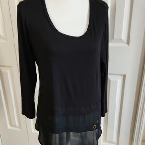 Michael Kors Black Asymmetrical 3/4 Sleeve Tunic